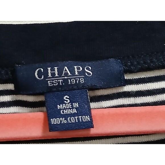 Chaps Women's Small Striped Square Neck Top Y2K Grunge Preppy 100% Cotton EUC - Picture 4 of 4